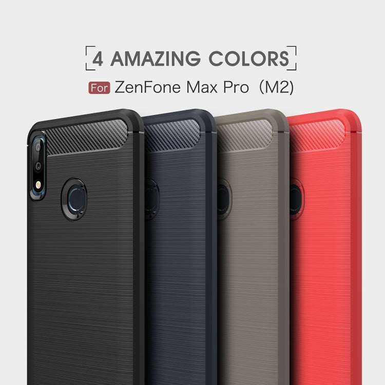 Brushed Texture Carbon Fiber Shockproof TPU Case for ASUS Zenfone Max Pro(M2) (Navy Blue) - ASUS Cases by PMC TechLife | Online Shopping South Africa | PMC TechLife | Buy Now Pay Later Mobicred