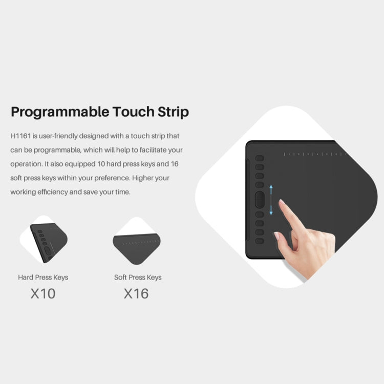 HUION H1161 5080 LPI Touch Strip Art Drawing Tablet for Fun, with Battery-free Pen & Pen Holder - free shipping - PMC TechLife - Order now!