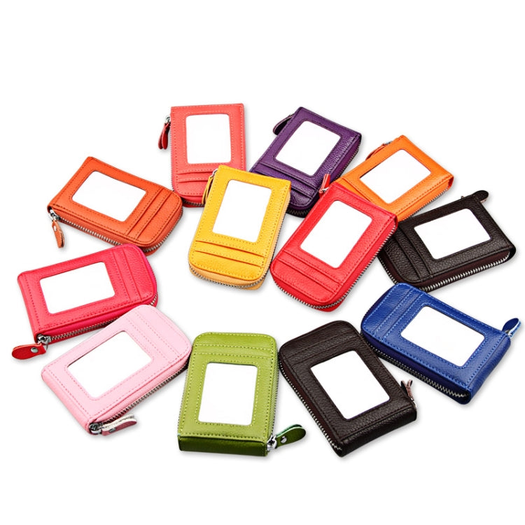 Genuine Cowhide Leather Solid Color Zipper Vertical Card Holder Wallet RFID Blocking Card Bag Protect Case with 12 Card Slots, Size: 11.5*7.5cm(Green) - free shipping - PMC Jewellery - Order now!