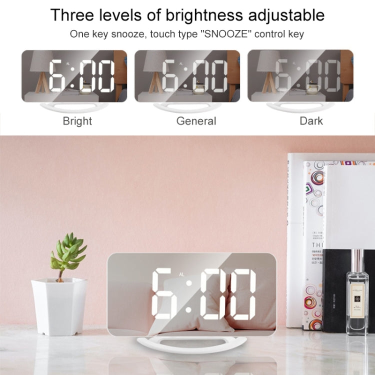 TS-8201-W Multifunctional LED Makeup Mirror Desk Clock Automatic Photosensitive Electronic Alarm (White) - Alarm Clocks by PMc TechLife | Online Shopping South Africa | PMc TechLife | Buy Now Pay Later Mobicred