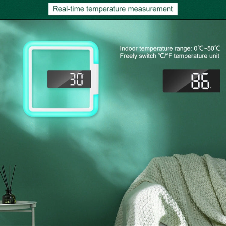 TS-S28-W Multifunctional Square RGB Thermometer Digital Alarm Clock LED Mirror Hollow Wall Clock - Alarm Clocks by PMc TechLife | Online Shopping South Africa | PMc TechLife | Buy Now Pay Later Mobicred