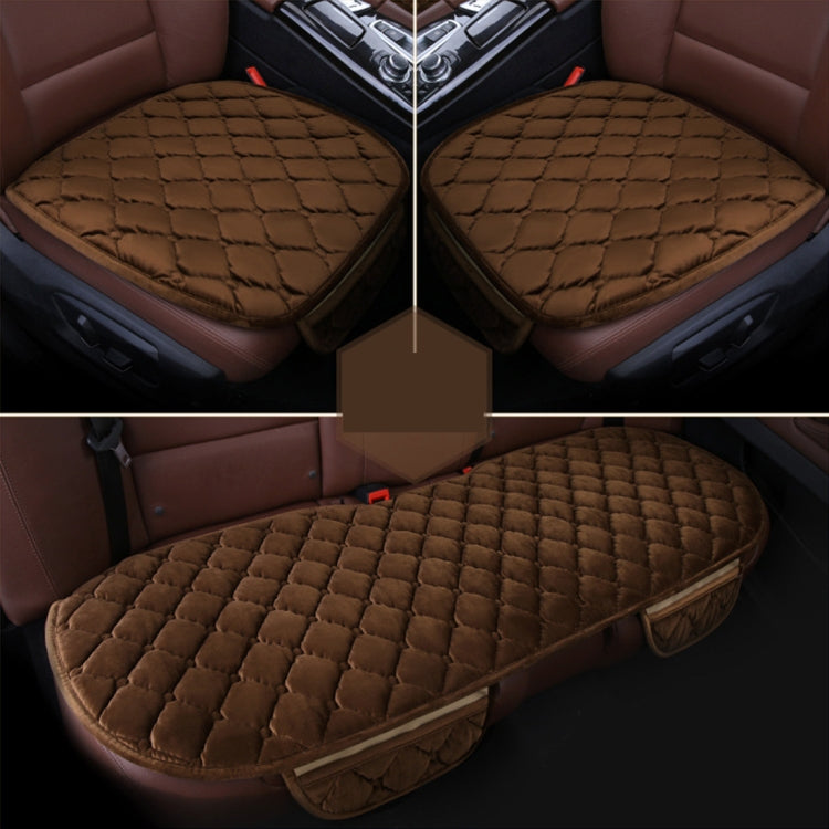 3 PCS / Set Luxurious Warm Car Seat Cover Cushion Universal Front Back Seat Covers Car Non-slip Chair Pad Warm Car Mats No Back Plush Cushion(Coffee) - Seat Accessories by PMC TechLife | Online Shopping South Africa | PMC TechLife | Buy Now Pay Later Mobicred