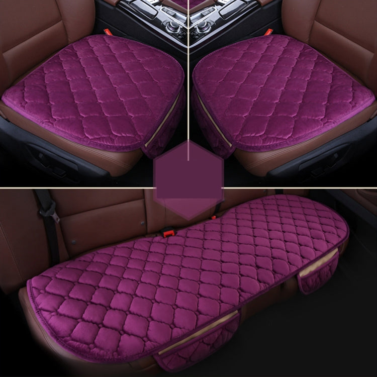 3 PCS / Set Luxurious Warm Car Seat Cover Cushion Universal Front Back Seat Covers Car Non-slip Chair Pad Warm Car Mats No Back Plush Cushion(Purple) - Seat Accessories by PMC TechLife | Online Shopping South Africa | PMC TechLife | Buy Now Pay Later Mobicred