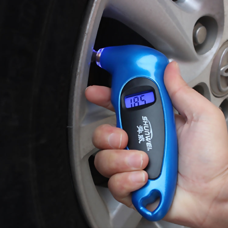 SHUNWEI SD-2802 Digital Tire Pressure Gauge 150 PSI 4 Settings for Car Truck Bicycle with Backlit LCD and Non-Slip Grip(Blue) - Tire Pressure Gauges by SHUNWEI | Online Shopping South Africa | PMC TechLife | Buy Now Pay Later Mobicred