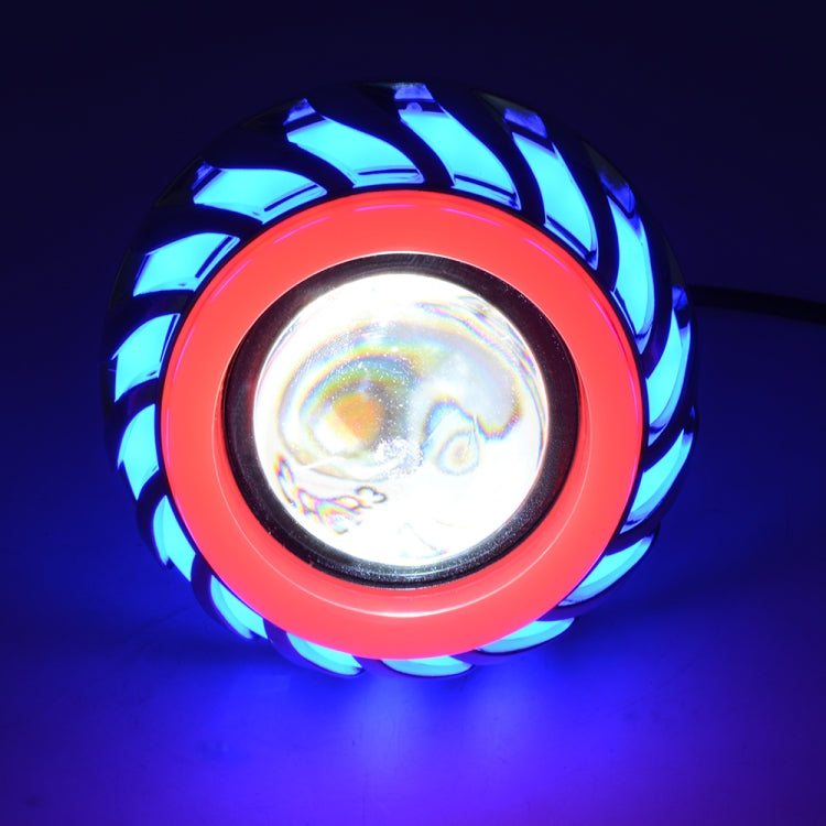Motorcycle 30W DC 12V-85V LED Headlight Lens Built-in Whirlwind Double Aperture Angle Eyes + Devil Eye(Blue Light) - Headlights by PMC Jewellery | Online Shopping South Africa | PMC Jewellery | Buy Now Pay Later Mobicred