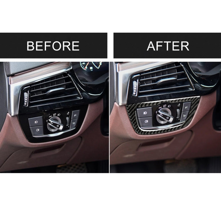 Car Carbon Fiber Headlight Switch Frame Decorative Sticker for BMW 5 Series G38 528Li / 530Li / 540Li 2018 - Car Interior Mouldings by PMC Jewellery | Online Shopping South Africa | PMC Jewellery | Buy Now Pay Later Mobicred