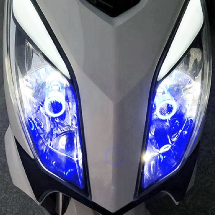 BA20D DC12-80V / 20W / 6000K / 2000LM Motorcycle Headlight with Angel Eyes (Blue) - Headlights by PMC Jewellery | Online Shopping South Africa | PMC Jewellery | Buy Now Pay Later Mobicred