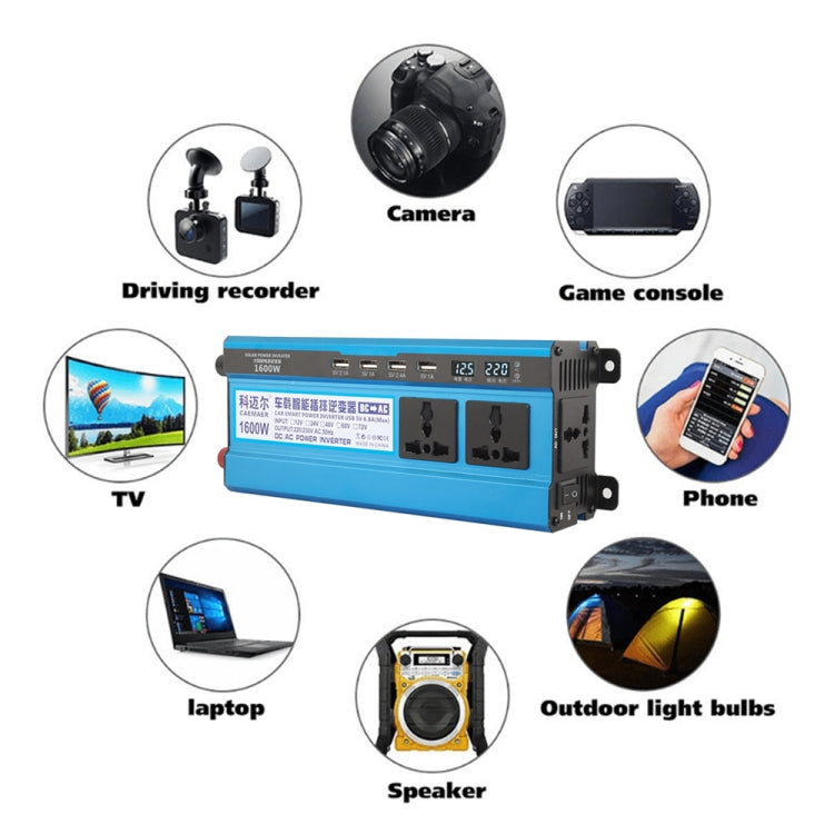 Carmaer 12V to 220V 1600W Three Socket Car Double Digital Display Inverter Household Power Converter - free shipping - PMC TechLife - Order now!