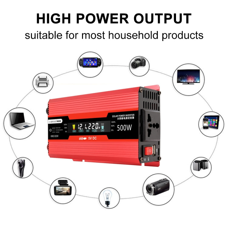 Carmaer Universal 12V to 220V 500W Car LCD Display Inverter Household Power Converter - Modified Square Wave by PMC TechLife | Online Shopping South Africa | PMC TechLife | Buy Now Pay Later Mobicred