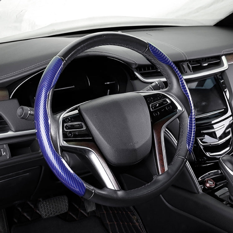 Car Universal Carbon Fiber Steering Wheel Cover (Blue) - Steering Wheel Accessories by PMC TechLife | Online Shopping South Africa | PMC TechLife | Buy Now Pay Later Mobicred