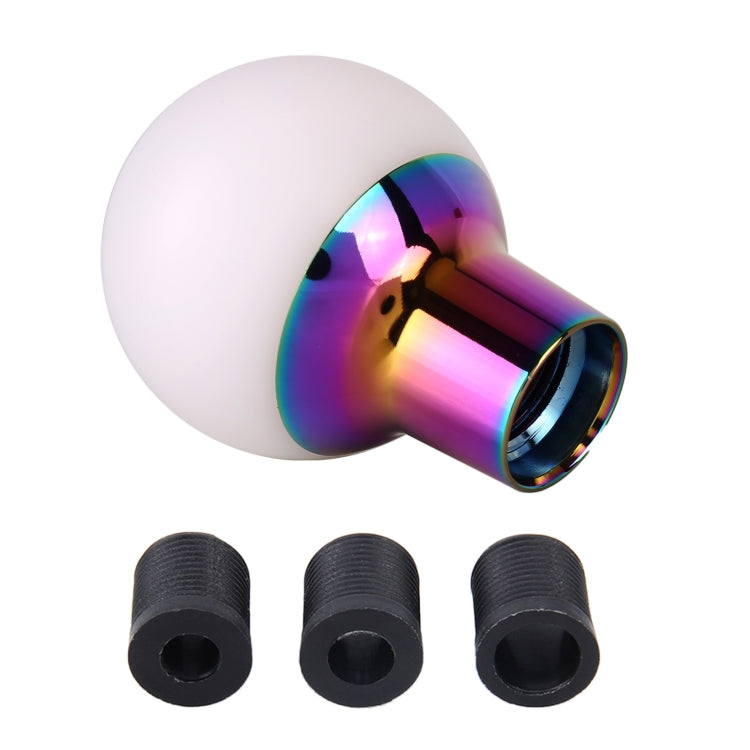 Universal Car Small Round Ball Resin + Carbon Fiber Metal Gear Shift Knob (White) - Shift Knob by PMC TechLife | Online Shopping South Africa | PMC TechLife | Buy Now Pay Later Mobicred