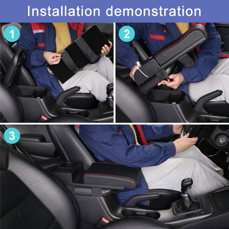 Car Multi-functional Dual USB Armrest Box Booster Pad, Carbon Fiber Leather Curved Type (Black White) - Seat Accessories by PMC TechLife | Online Shopping South Africa | PMC TechLife | Buy Now Pay Later Mobicred