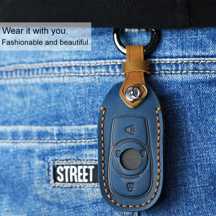 For Buick Car Cowhide Leather Key Protective Cover Key Case, Five Keys Version (Blue) - Car Key Cases by PMC TechLife | Online Shopping South Africa | PMC TechLife | Buy Now Pay Later Mobicred