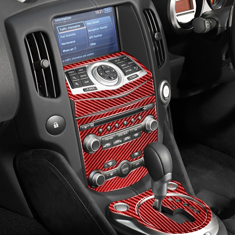 10 in 1 Car Carbon Fiber Central Control Gear Multimedia Decorative Sticker for Nissan 370Z / Z34 2009-, Right Drive (Red) - Car Interior Mouldings by PMC TechLife | Online Shopping South Africa | PMC TechLife | Buy Now Pay Later Mobicred