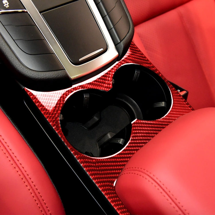 Car Carbon Fiber Water Cup Holder Panel Decorative Sticker for Porsche Macan 2014-2021, Left and Right Drive Universal (Red) - Car Interior Mouldings by PMC TechLife | Online Shopping South Africa | PMC TechLife | Buy Now Pay Later Mobicred