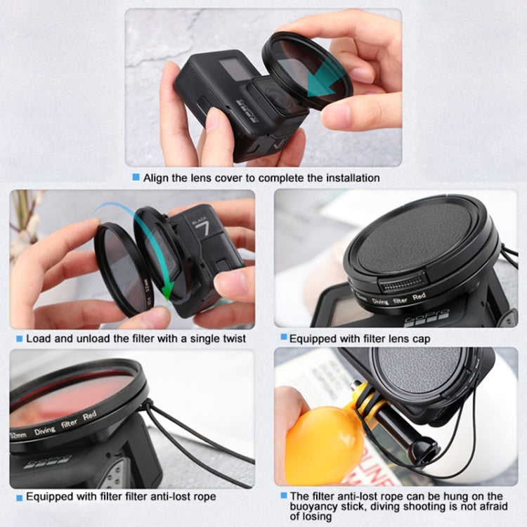 RUIGPRO for GoPro HERO 7/6 /5 Professional 52mm ND4 Lens Filter with Filter Adapter Ring & Lens Cap - Lens Filter by RUIGPRO | Online Shopping South Africa | PMC TechLife | Buy Now Pay Later Mobicred