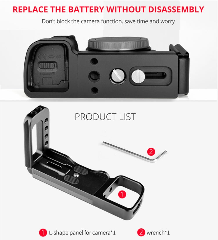 YELANGU YLG0715A 1/4 inch Vertical Shoot Quick Release L Plate Bracket Base Holder for Sony A6300 / A6000 / A6100 / A6400 / A6500 (Black) - free shipping - PMC TechLife - Order now!