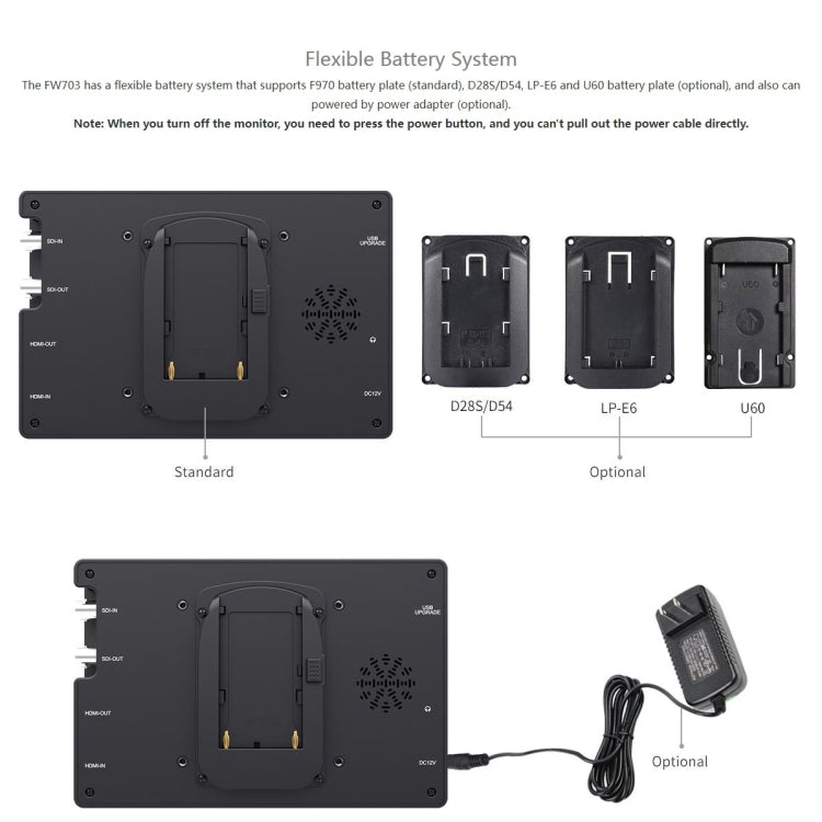 FEELWORLD FW703 1920x1200 7 inch IPS Screen HDMI 4K SDI Broadcast Camera Field Monitor - free shipping - PMC TechLife - Order now!