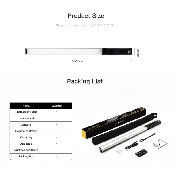 LUXCeO Q508S Dual Color Temperature 1000LM Photo LED Stick Video Light Handheld LED Fill Light Flash Lighting Lamp (Black) - free shipping - PMC TechLife - Order now!