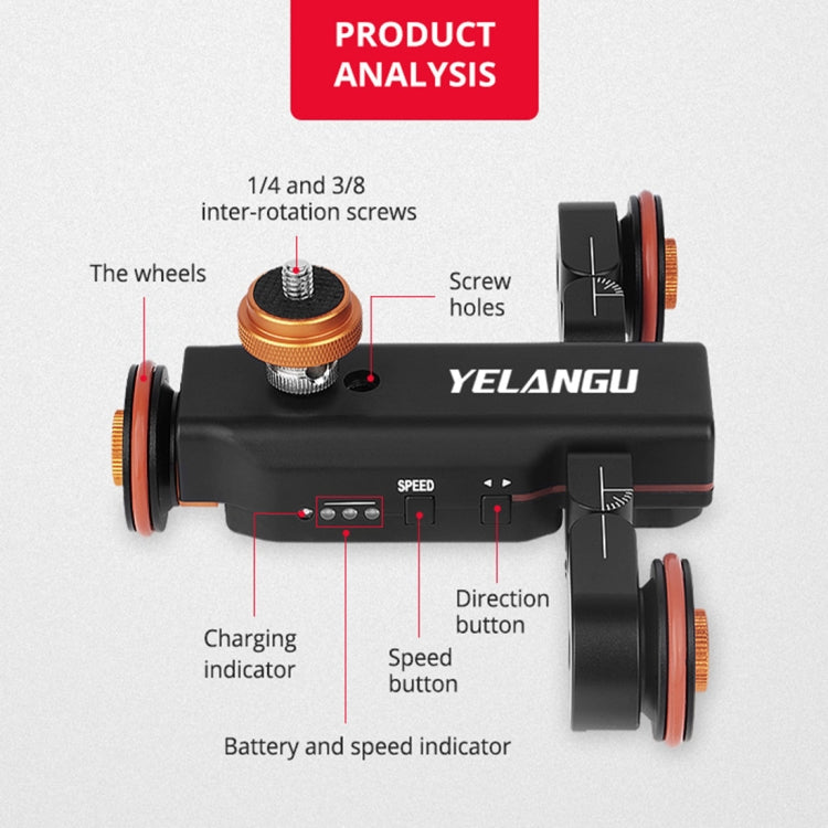 YELANGU L4X Camera Wheel Dolly + PC142 Phone Clamp with Remote, Load: 3kg - free shipping - PMC TechLife - Order now!