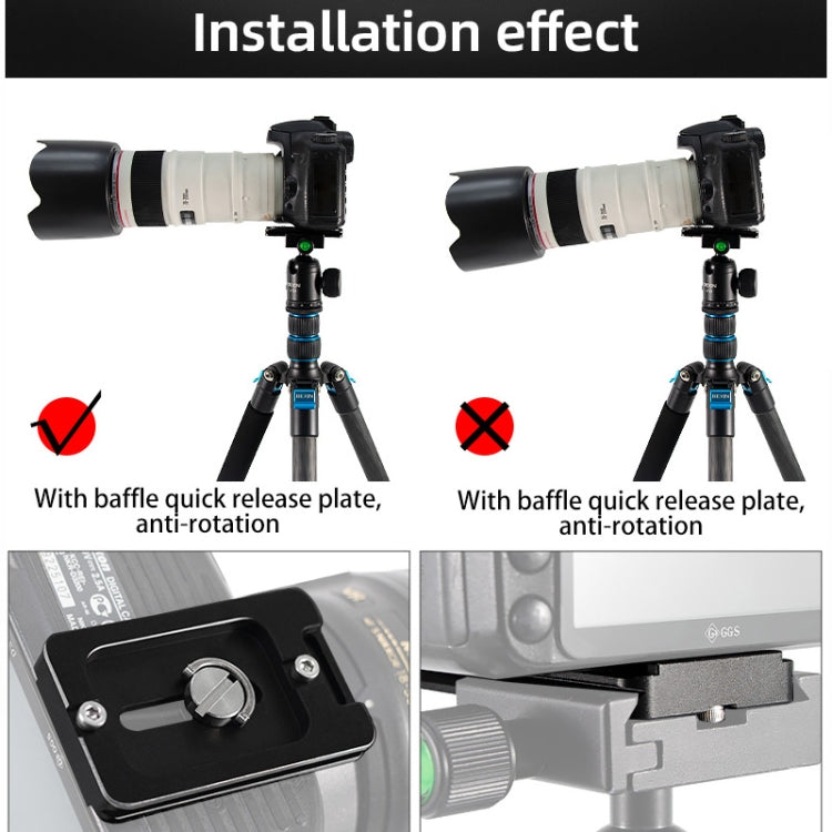 BEXIN PL-80 Anti-rotation Quick Release Plate with Rubber Cushion(Black) - Quick Release Plate by BEXIN | Online Shopping South Africa | PMC TechLife | Buy Now Pay Later Mobicred