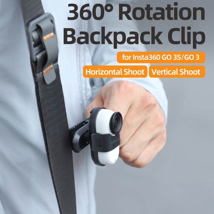 For Insta360 GO3 / GO 3S Sunnylife 360 Degree Rotation Backpack Clip Action Camera Clamp Mount (Black) - free shipping - PMC TechLife - Order now!