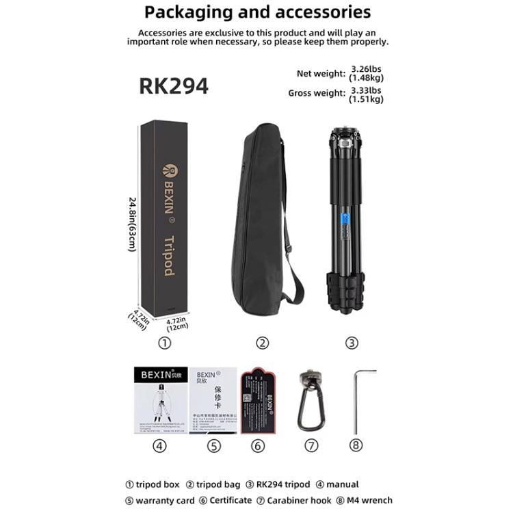 BEXIN RK294 Portable Collapsible Aluminum Alloy Camera Tripod (Black) - free shipping - PMC TechLife - Order now!