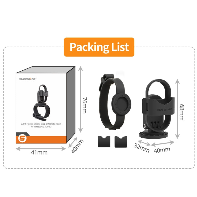 For Insta360 GO 3S / GO 3 Sunnylife Camera Strap Magnetic Mount Drone Mount Silicone Wristband Backpack Stripe (Black) - free shipping - PMC TechLife - Order now!
