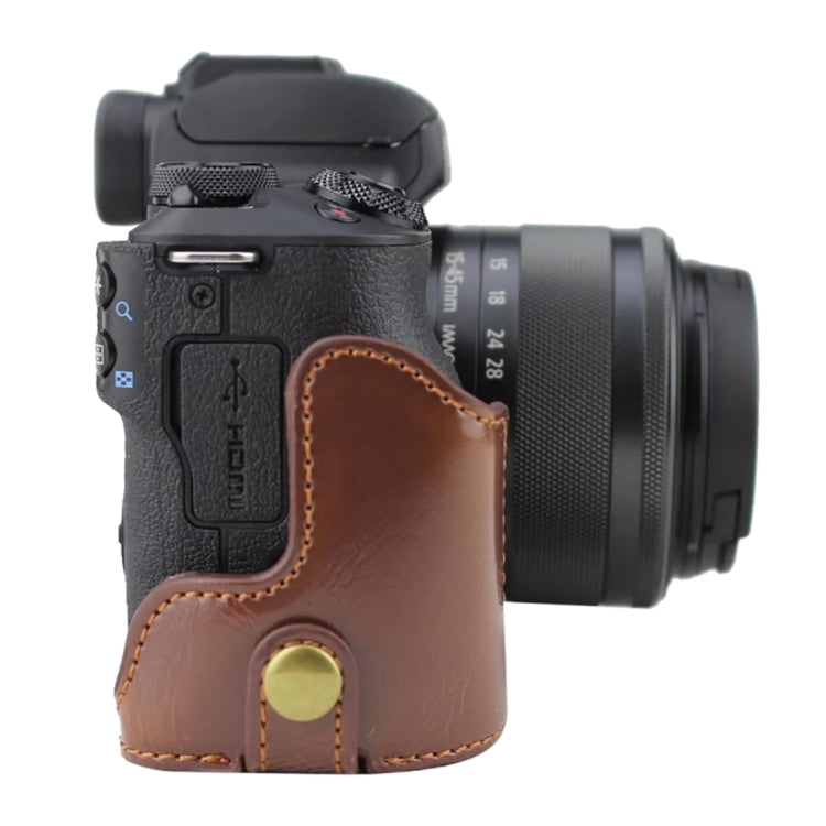1/4 inch Thread PU Leather Camera Half Case Base for Canon EOS M50 / M50 Mark II (Brown) - Half Case by PMC TechLife | Online Shopping South Africa | PMC TechLife | Buy Now Pay Later Mobicred