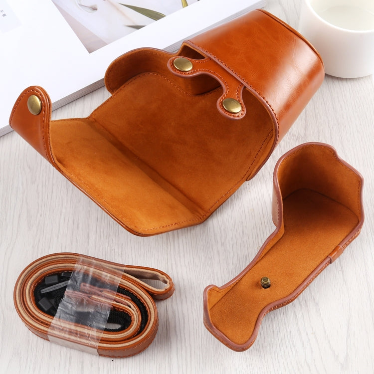 Full Body Camera PU Leather Case Bag with Strap for Sony A6400 / ILCE-A6400 (Brown) - free shipping - PMC TechLife - Order now!