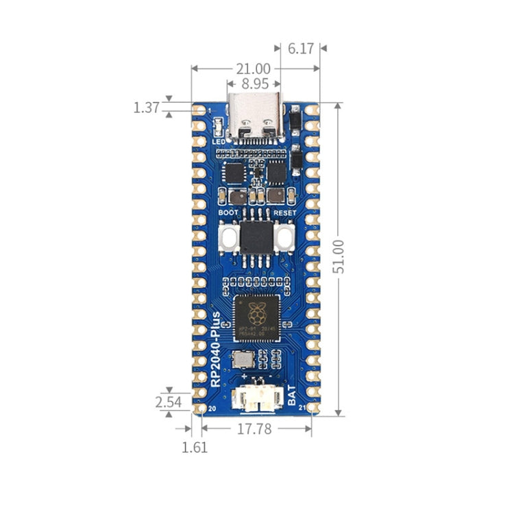 Waveshare RP2040-Plus Pico-like MCU Board Based on Raspberry Pi MCU RP2040, with Pinheader - Modules Expansions Accessories by WAVESHARE | Online Shopping South Africa | PMC TechLife | Buy Now Pay Later Mobicred