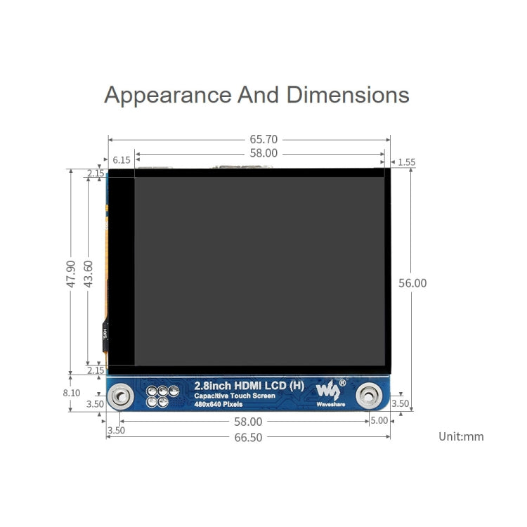 Waveshare 2.8 inch 480x640 HDMI IPS LCD Display (H) Fully Laminated Screen - Modules Expansions Accessories by WAVESHARE | Online Shopping South Africa | PMC TechLife | Buy Now Pay Later Mobicred