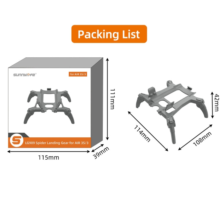 For DJI Air 3S / 3 Sunnylife Landing Gear Extensions Heightened Spider Gears Support Leg (Grey) - free shipping - PMC TechLife - Order now!