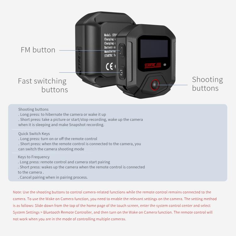 STARTRC GPS Bluetooth Remote Control For Insta360 X4 Series / Ace Pro Series / GO 3S Series (Black) - free shipping - PMC TechLife - Order now!