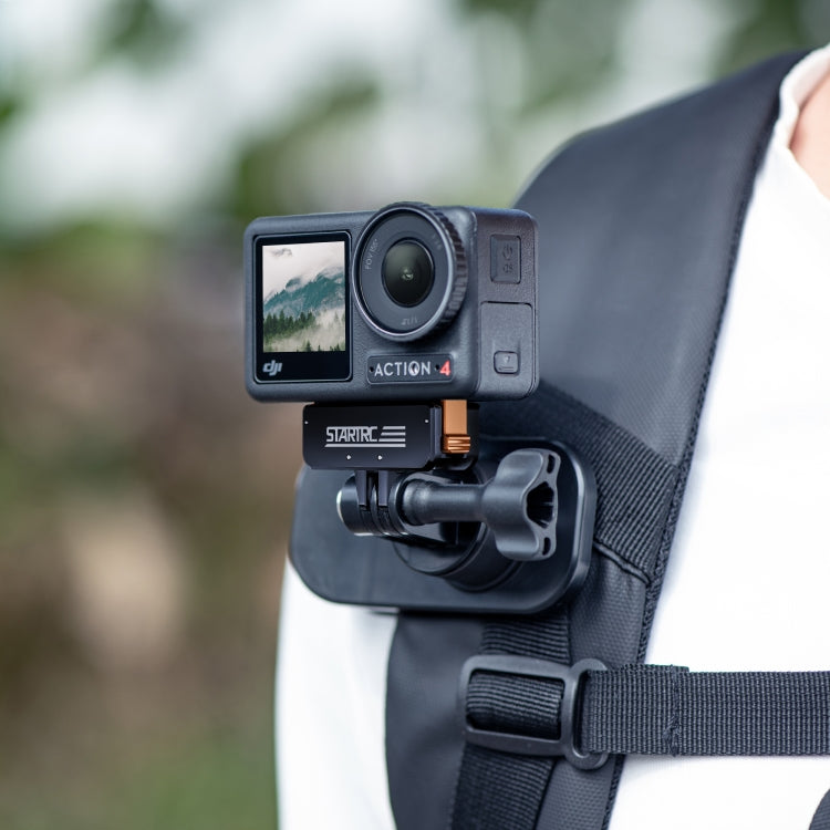 For DJI Osmo Action 5 Pro / 4 / 3 STARTRC Metal Quick Adapter Magnetic Foldable Extension Bracket (Black+Orange) - free shipping - PMC TechLife - Order now!