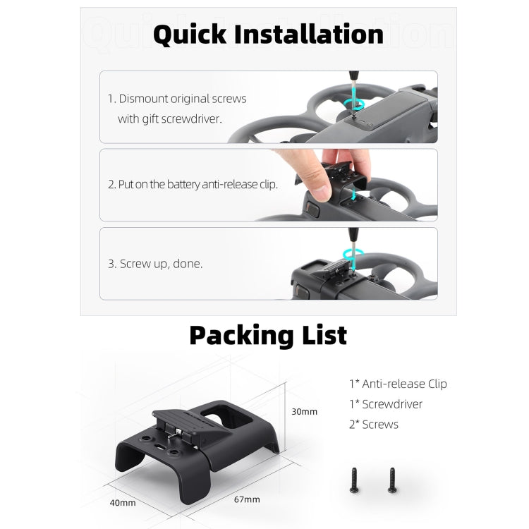 For DJI Avata 2 Sunnylife Battery Anti-release Buckle Clip Lock-up Anti-falling Battery Safety Lock Buckle Guard (Black) - free shipping - PMC TechLife - Order now!