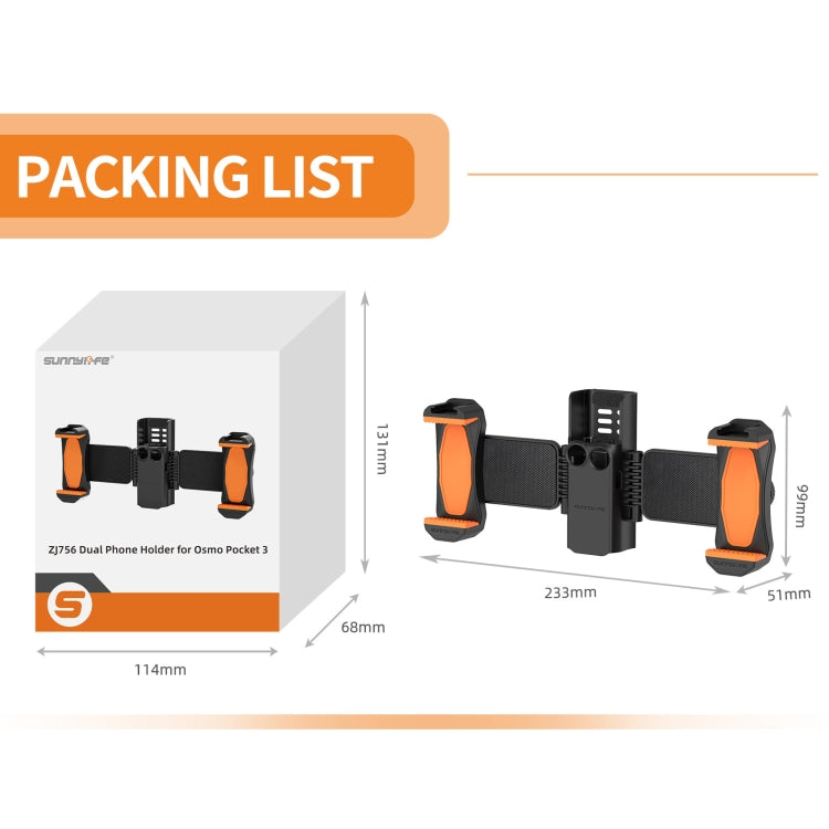 For DJI OSMO Pocket 3 Sunnylife ZJ756 Expanded Dual Phone Clamp Holder (Black) - free shipping - PMC TechLife - Order now!