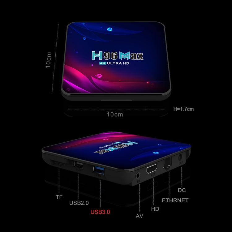 H96 Max V11 4K Smart TV BOX Android 11.0 Media Player with Remote Control, RK3318 Quad-Core 64bit Cortex-A53, RAM: 2GB, ROM: 16GB, Support Dual Band WiFi, Bluetooth, Ethernet, US Plug - RK3318 by PMC TechLife | Online Shopping South Africa | PMC TechLife | Buy Now Pay Later Mobicred