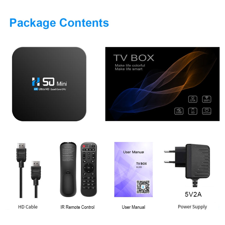 H50 Mini 4K Smart Network TV Box, Android 10.0, RK3318 Quad Core, 2GB+32GB, US Plug - RK3318 by PMC TechLife | Online Shopping South Africa | PMC TechLife | Buy Now Pay Later Mobicred