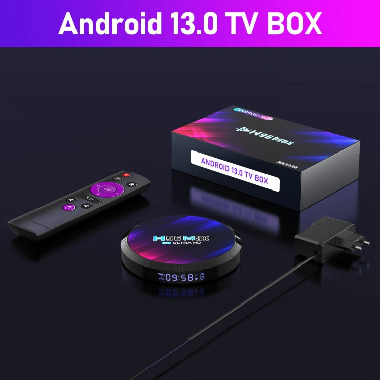 H96 Max 8K Ultra HD Smart TV Box Android 13.0 Media Player with Remote Control, RK3528 Quad-Core, 4GB+32GB(US Plug) - RK3318 by PMC TechLife | Online Shopping South Africa | PMC TechLife | Buy Now Pay Later Mobicred