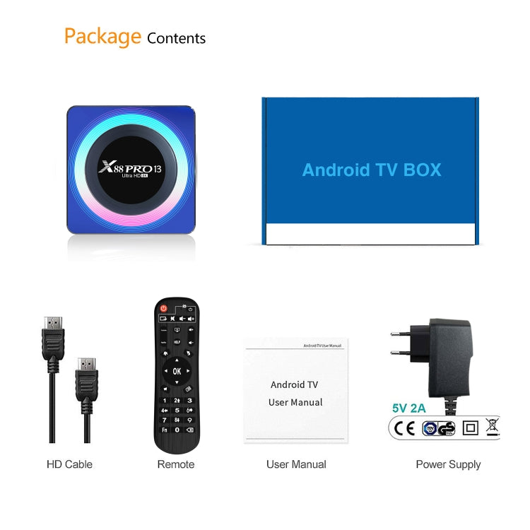 Acrylic X88 Pro 13 8K Ultra HD Android 13.0 Smart TV Box with Remote Control, RK3528 Quad-Core, 2GB+16GB(EU Plug) - Others by PMC TechLife | Online Shopping South Africa | PMC TechLife