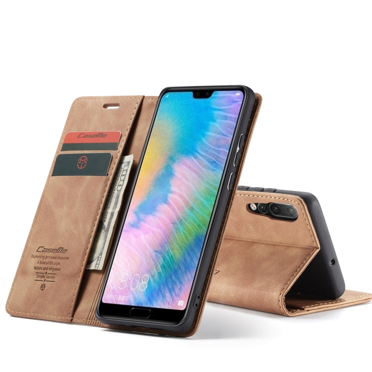 CaseMe-013 Multifunctional Horizontal Flip Leather Case with Card Slot & Holder for Huawei P20(Brown) - free shipping - PMC Jewellery - Order now!