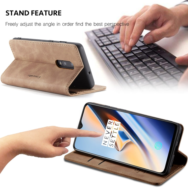 CaseMe-013 Multi-functional Retro Frosted Horizontal Flip Leather Case with Card Slot & Holder & Wallet For OnePlus 7(Brown) - free shipping - PMC Jewellery - Order now!