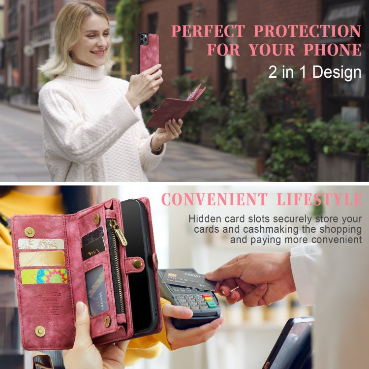 For iPhone 11 Pro CaseMe-008 Detachable Multifunctional Horizontal Flip Leather Case with Card Slot & Holder & Zipper Wallet & Photo Frame (Red) - free shipping - PMC Jewellery - Order now!