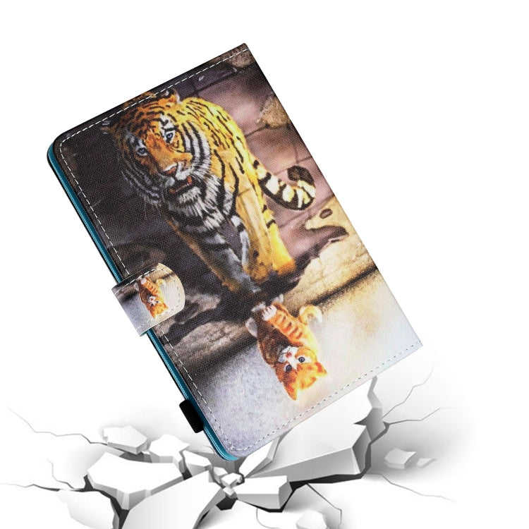 For 8 inch Tablet PC Universal Sewing Thread Horizontal Painted Flat Leather Case with Pen Cover & Anti Skid Strip & Card Slot & Holder(Cat And Tiger) - 8 inch by PMC TechLife | Online Shopping South Africa | PMC TechLife | Buy Now Pay Later Mobicred