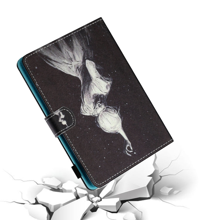 For 10 inch Tablet PC Universal Sewing Thread Horizontal Painted Flat Leather Case with Pen Cover & Anti Skid Strip & Card Slot & Holder(Star Girl) - free shipping - PMC TechLife - Order now!