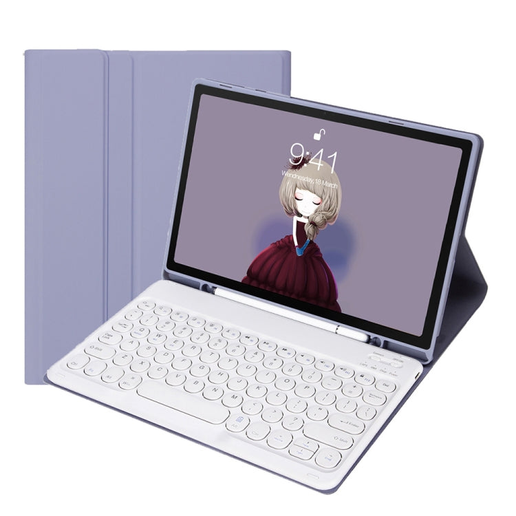 YT102B Detachable Candy Color Skin Feel Texture Round Keycap Bluetooth Keyboard Leather Case For iPad 10.2 2020 & 2019 / Air 2019 / Pro 10.5 inch(Purple) - Universal by PMC TechLife | Online Shopping South Africa | PMC TechLife