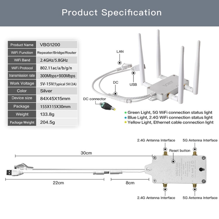 VONETS VBG1200 300Mbps+900Mbps Dual Band Wireless Router Repeater WIFI Base Station with 4 Antennas - free shipping - PMC TechLife - Order now!