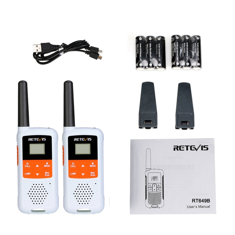 1 Pair RETEVIS RT649B 0.5W EU Frequency 446.00625-446.19375MHz 16CHS Two Way Radio Handheld Walkie Talkie, EU Plug(White) - free shipping - PMC Jewellery - Order now!