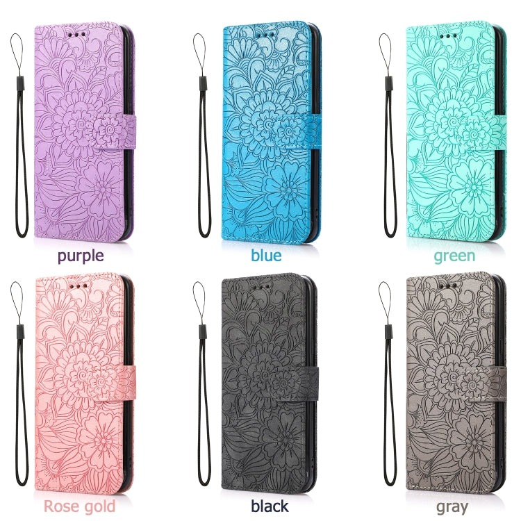 For Samsung Galaxy J8 Skin Feel Embossed Sunflower Horizontal Flip Leather Case with Holder & Card Slots & Wallet & Lanyard(Black) - Galaxy Phone Cases by PMC TechLife | Online Shopping South Africa | PMC TechLife